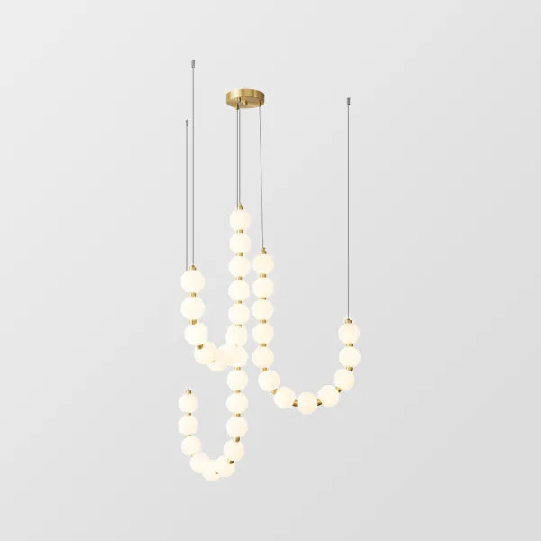 Suspension design luxe à globes lumineux dorés