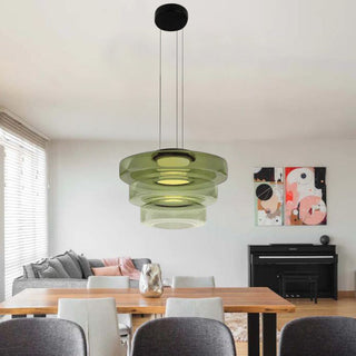 Suspension moderne verre Bauhaus triple niveau ambrée