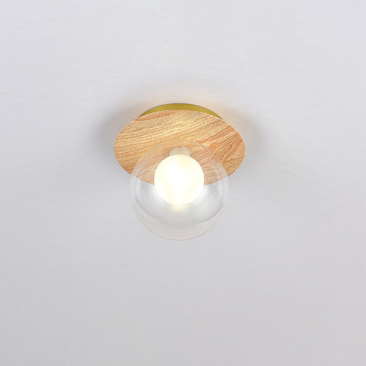 Plafonnier japonais en bois et verre design minimaliste
