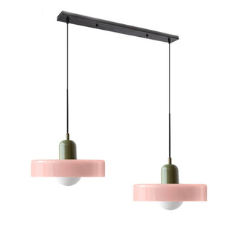 Suspension vintage double Bauhaus en verre et métal