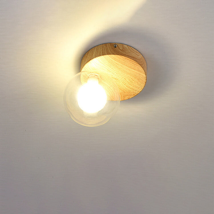 Plafonnier japonais en bois et verre design minimaliste