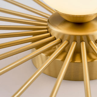 Suspension soleil dorée design avec globe en verre