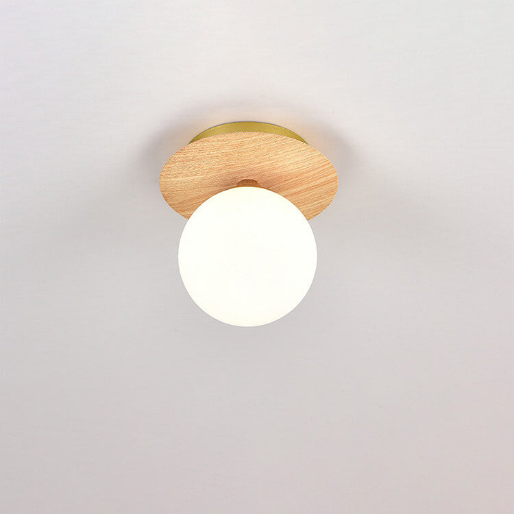 Plafonnier japonais en bois et verre design minimaliste