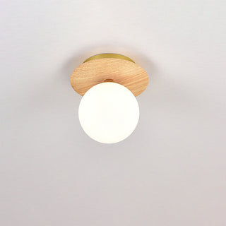 Plafonnier japonais en bois et verre design minimaliste