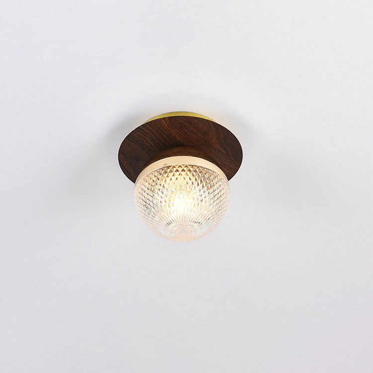 Plafonnier japonais en bois et verre design minimaliste