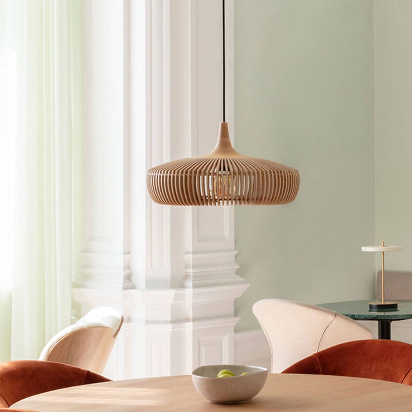 Suspension japonaise en bois naturel style vintage