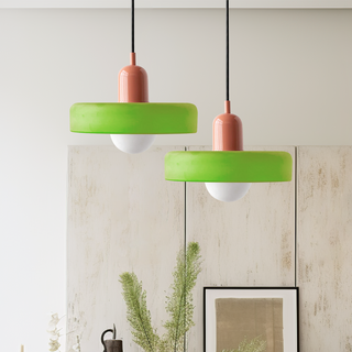 Suspension design moderne bicolore en verre coloré
