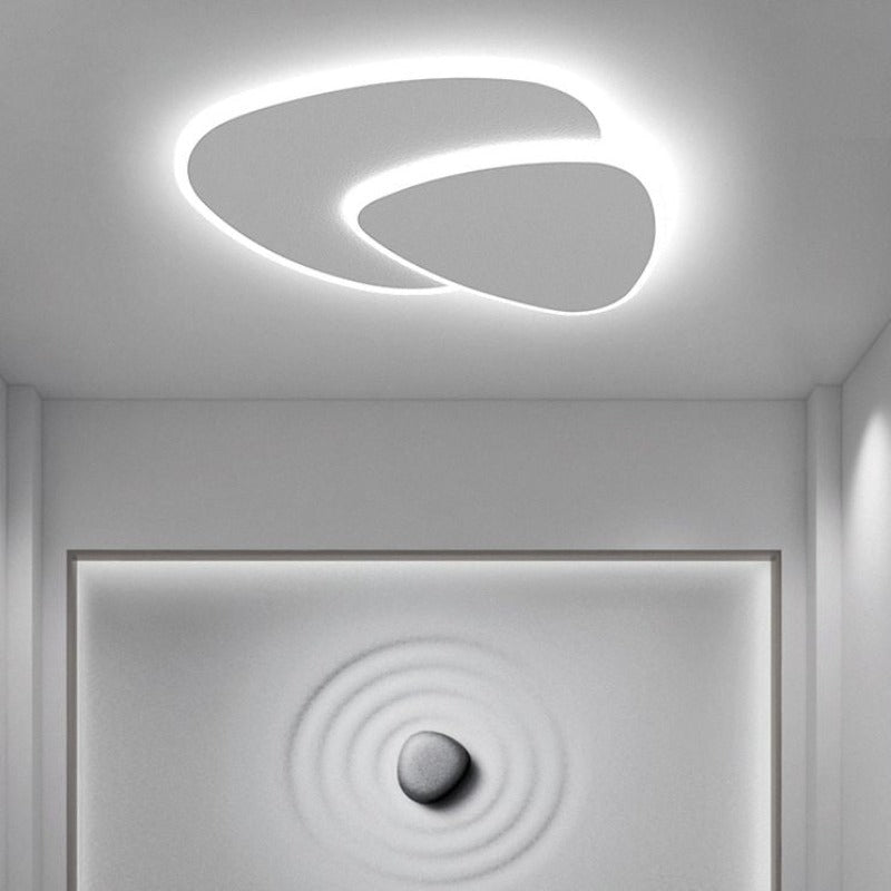Plafonnier LED design moderne blanc double ellipse