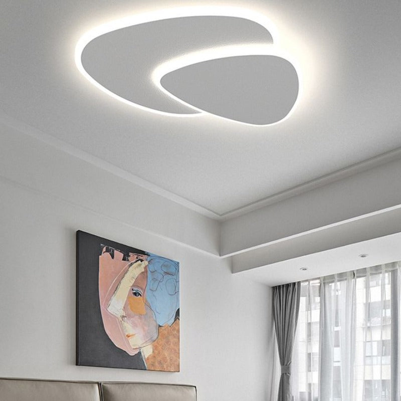 Plafonnier LED design moderne blanc double ellipse
