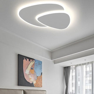 Plafonnier LED design moderne blanc double ellipse