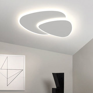 Plafonnier LED design moderne blanc double ellipse