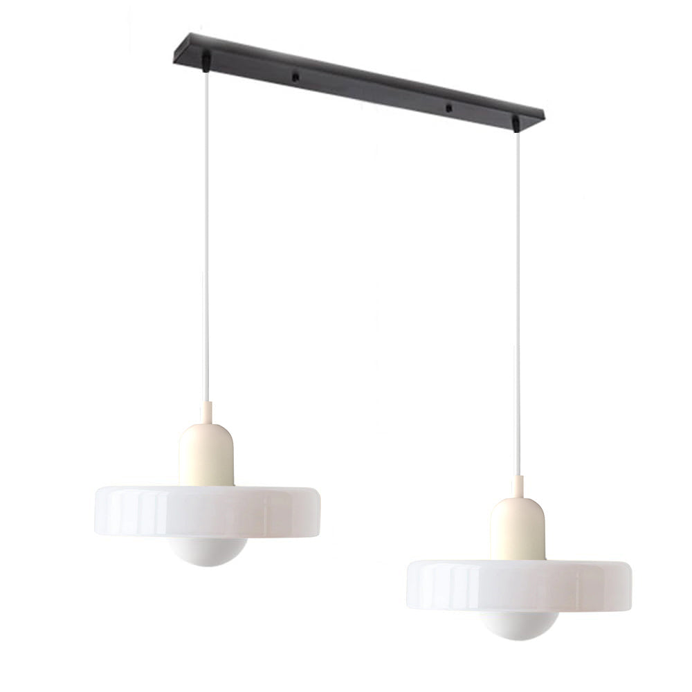 Suspension vintage double Bauhaus en verre et métal