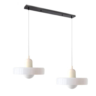Suspension vintage double Bauhaus en verre et métal