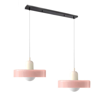 Suspension vintage double Bauhaus en verre et métal