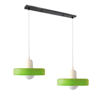 Suspension vintage double Bauhaus en verre et métal