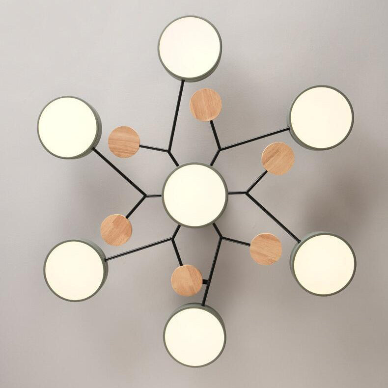 Plafonnier LED design scandinave en métal et bois