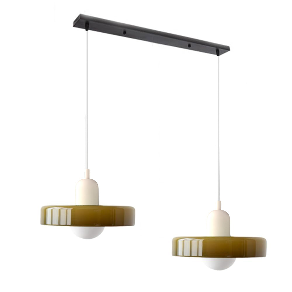 Suspension vintage double Bauhaus en verre et métal
