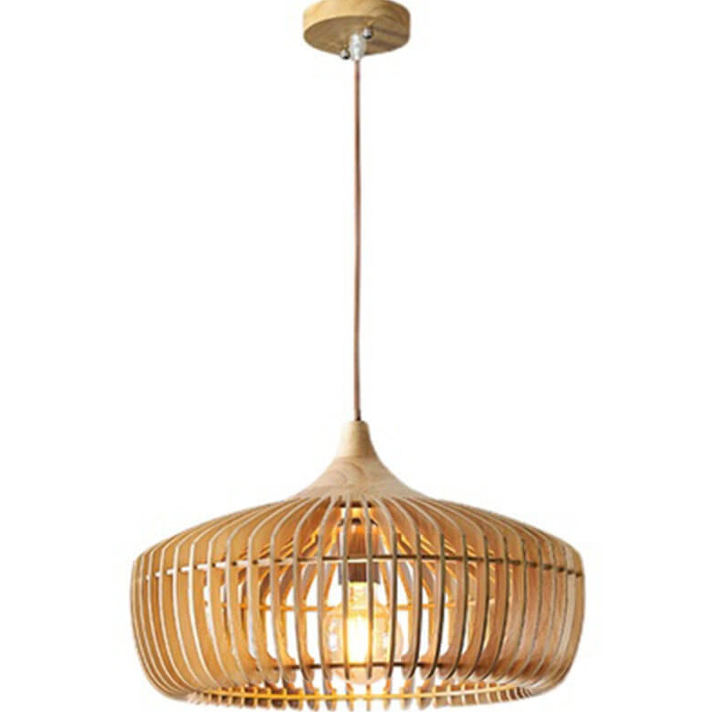 Suspension japonaise en bois naturel style vintage