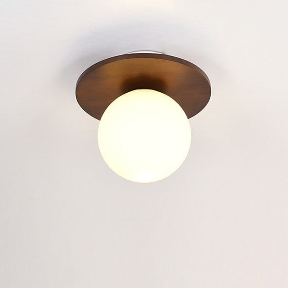 Plafonnier japonais en bois et verre design minimaliste