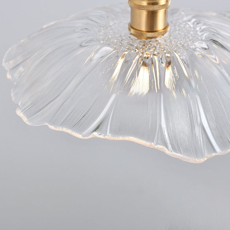 Suspension vintage verre et laiton motif floral