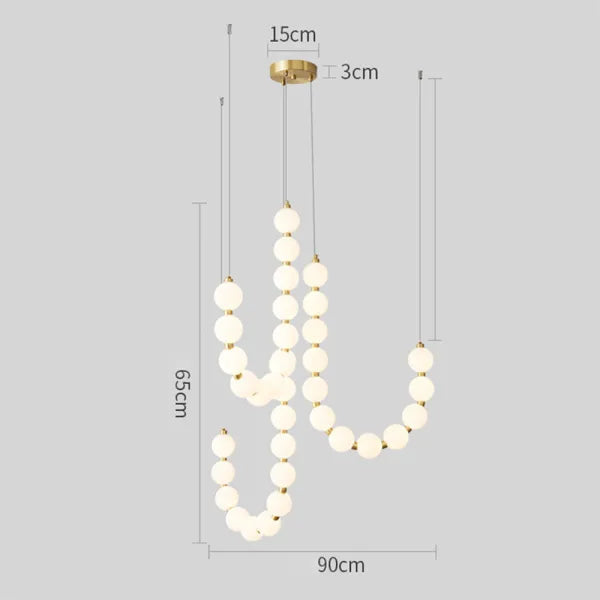 Suspension design luxe à globes lumineux dorés