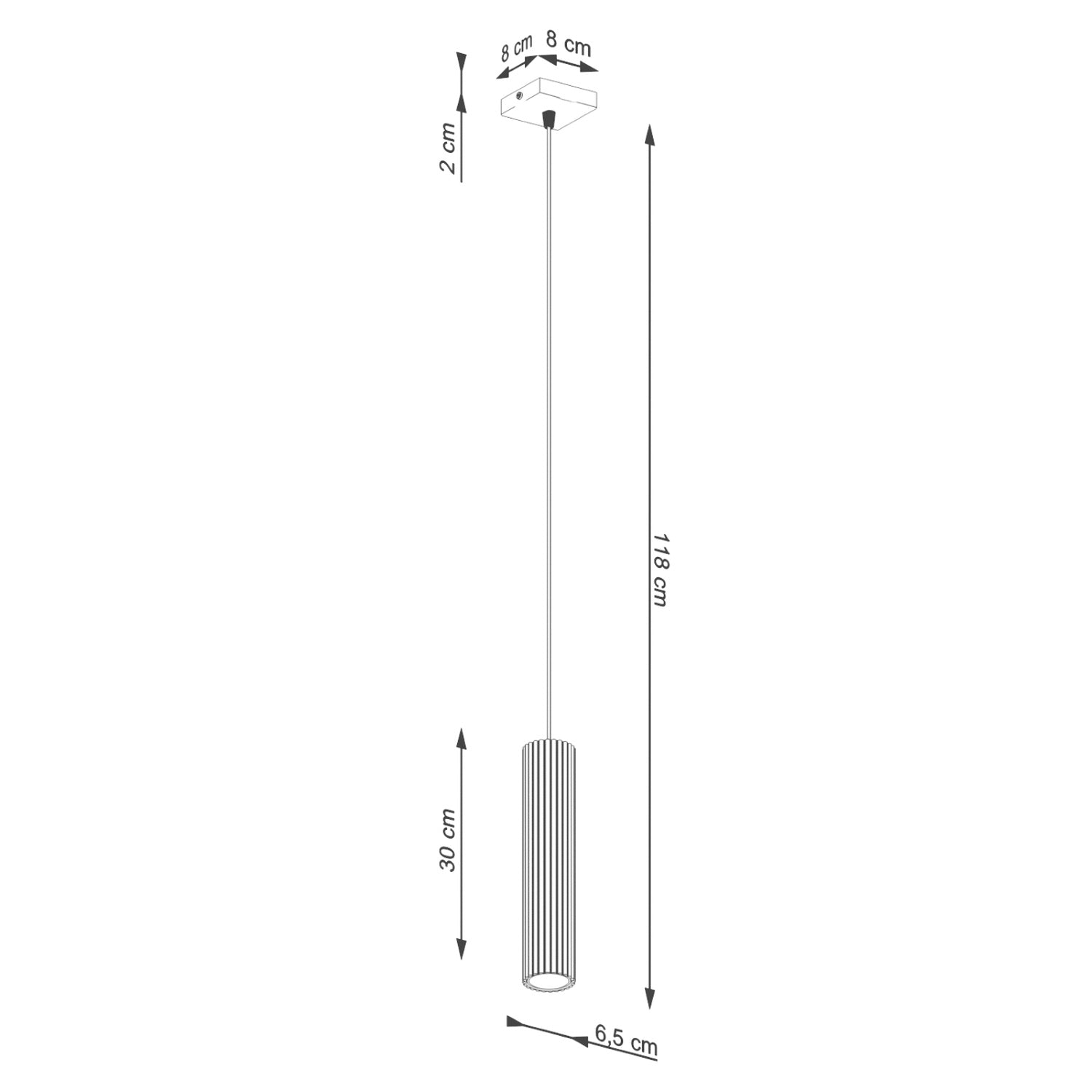 KARBON — suspension cylindrique noire en aluminium