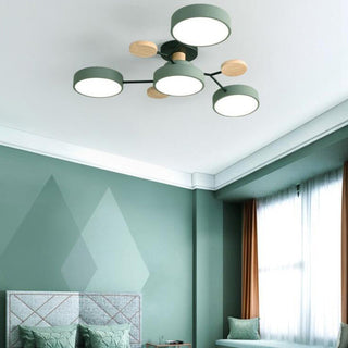 Plafonnier LED design scandinave en métal et bois
