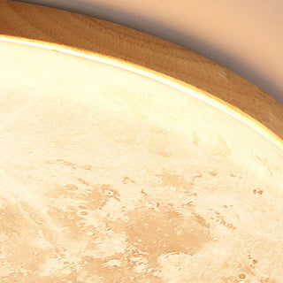 Plafonnier LED design effet lune en bois naturel