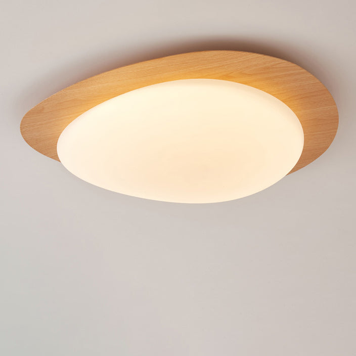 Plafonnier LED scandinave en bois naturel design moderne