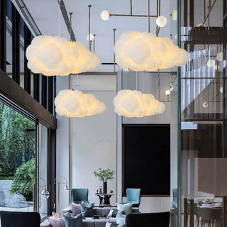 Suspension design LED forme nuage lumineux blanc