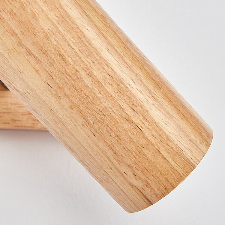 Plafonnier japonais bois massif spots orientables design