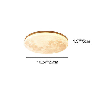 Plafonnier LED design effet lune en bois naturel