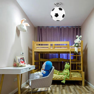 Suspension design ballon de football en verre moderne