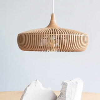 Suspension japonaise en bois naturel style vintage