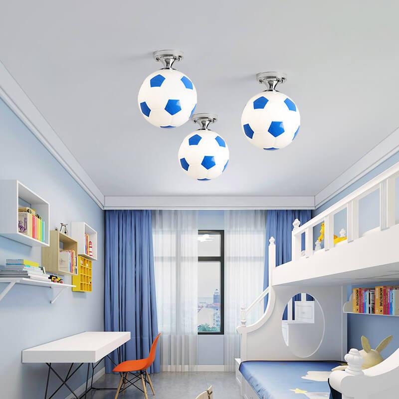 Suspension design ballon de football en verre moderne