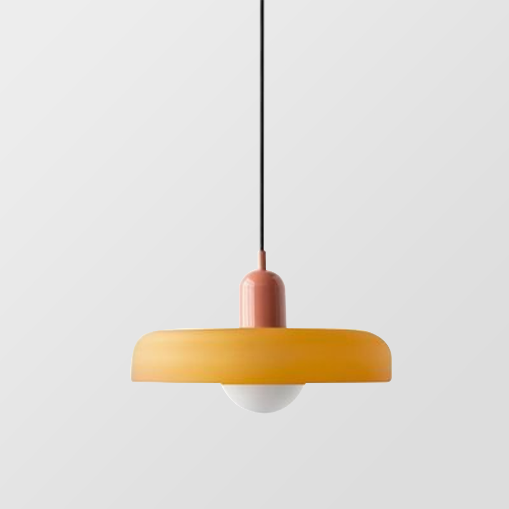 Suspension design moderne bicolore en verre coloré