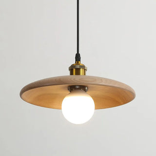 Suspension scandinave bois naturel et laiton doré