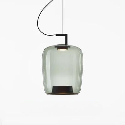 Suspension design en verre coloré et métal noir