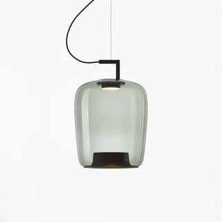Suspension design en verre coloré et métal noir
