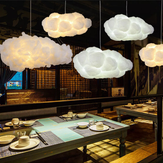 Suspension design LED forme nuage lumineux blanc