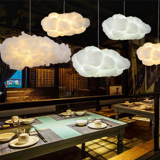 Suspension design LED forme nuage lumineux blanc