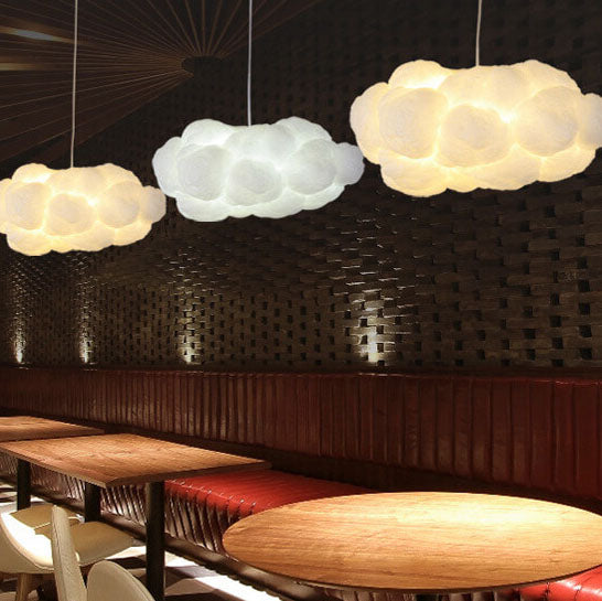 Suspension design LED forme nuage lumineux blanc