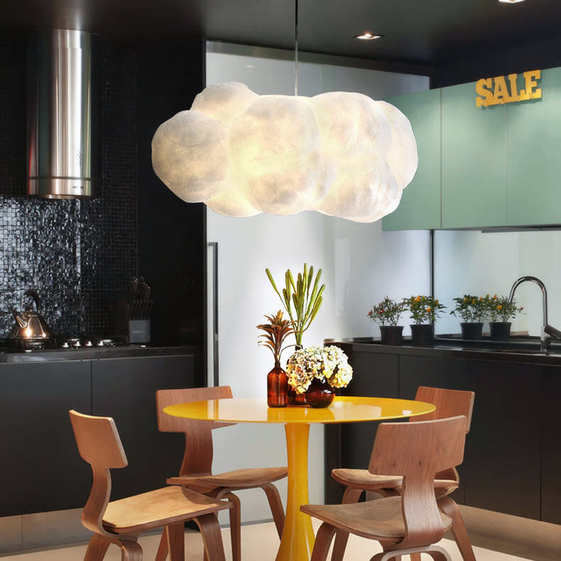 Suspension design LED forme nuage lumineux blanc
