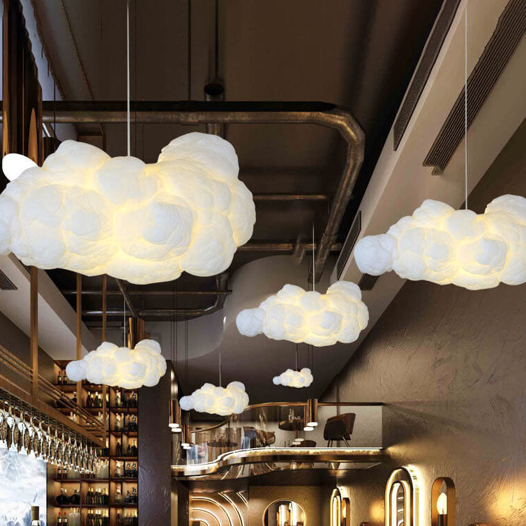 Suspension design LED forme nuage lumineux blanc