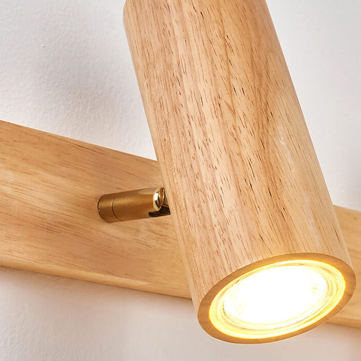 Plafonnier japonais bois massif spots orientables design