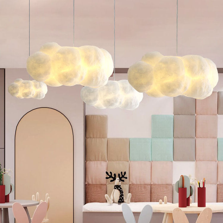 Suspension design LED forme nuage lumineux blanc