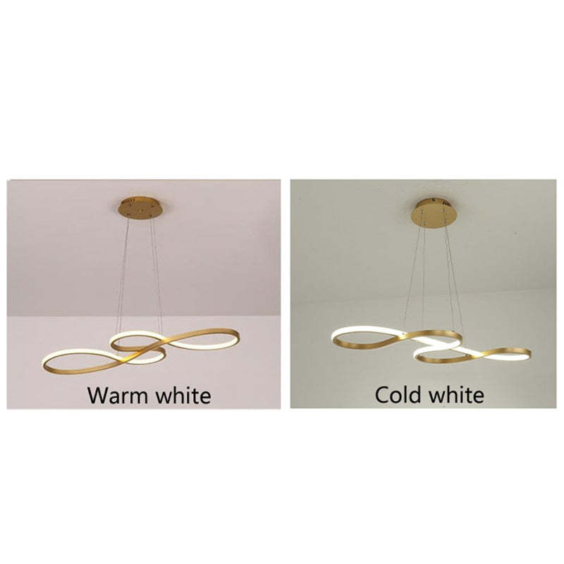Suspension LED design infini en métal doré moderne