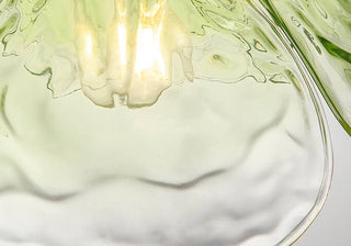Suspension moderne en verre floral avec finition dorée