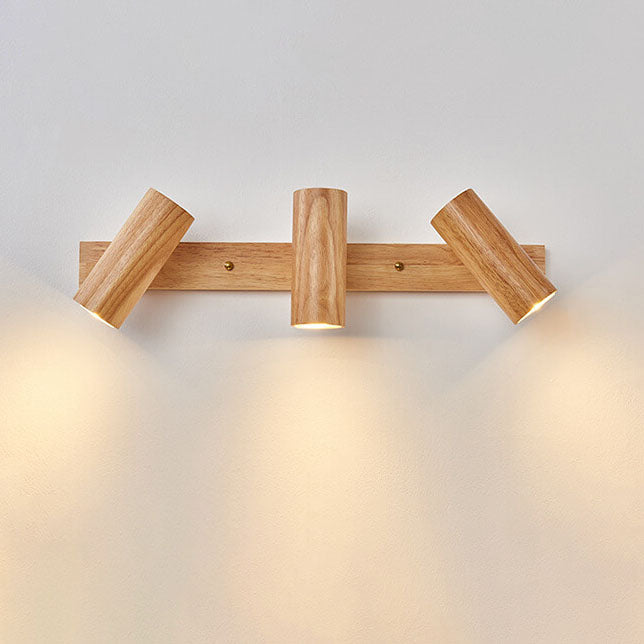 Plafonnier japonais bois massif spots orientables design