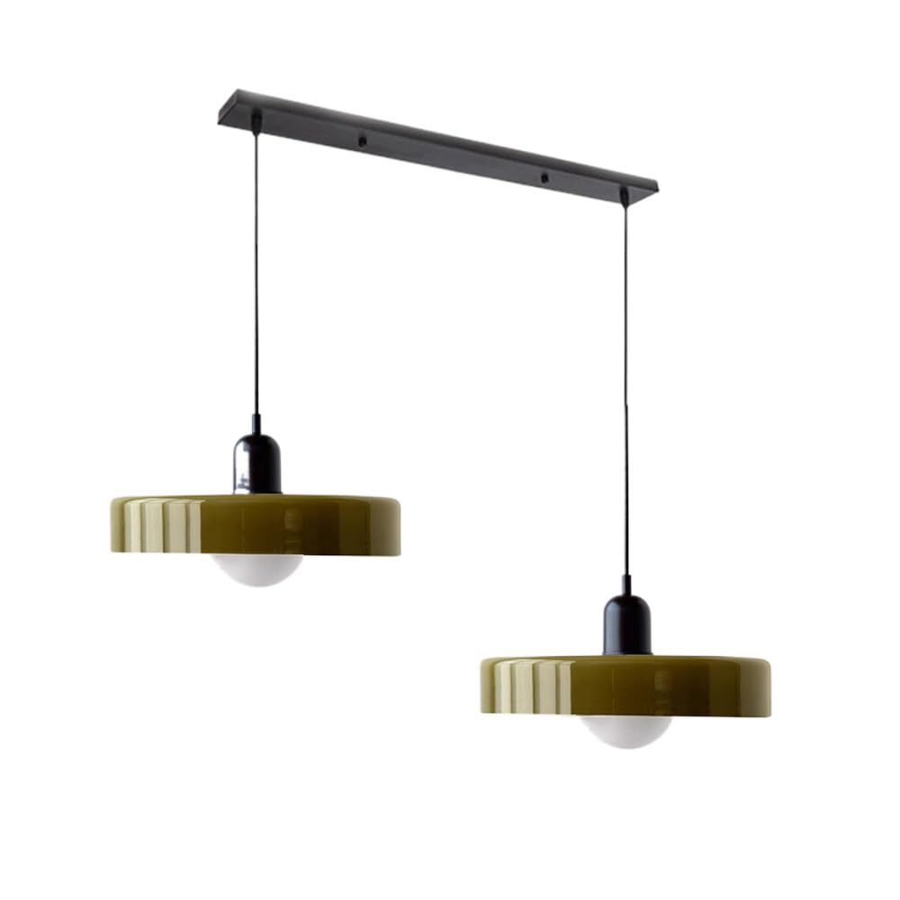 Suspension vintage double Bauhaus en verre et métal